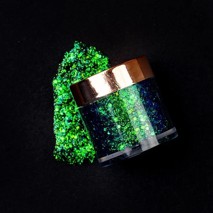 BOBI Glitter Gel Eyeshadow Duo Chrome Eye Makeup Loose Silky Texture Professional With Hydrating Formula Shimmery Finish Cruelty Free | Long Lasting | Easy To Use - Green Blue Duo (10gm)