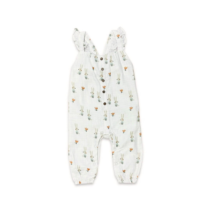 Bunny Ruffle & Button Sleeveless Jumpsuit (Organic Muslin)