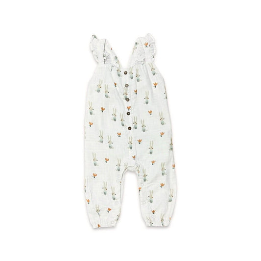 Bunny Ruffle & Button Sleeveless Jumpsuit (Organic Muslin)