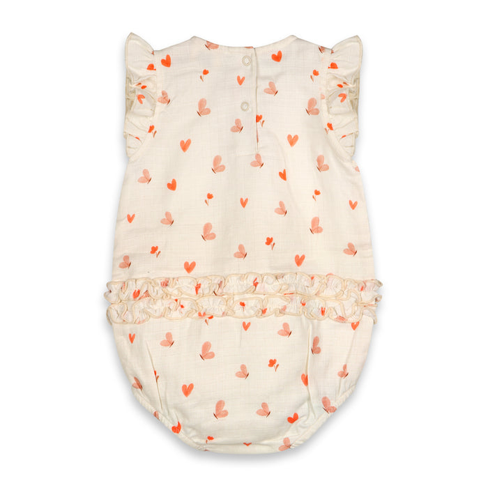 Butterfly Love Side Ruffle Baby Romper+Headband (Organic Muslin)
