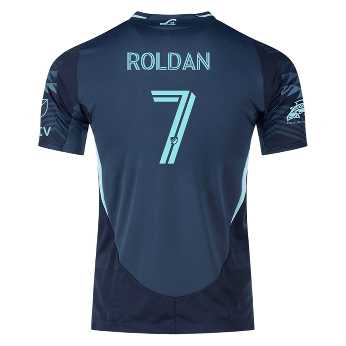 adidas C. Roldan Seattle Sounders Authentic Away Jersey 25/26 w/ MLS Patches & Sponsor (Aura Ink) | SoccerWearhouse