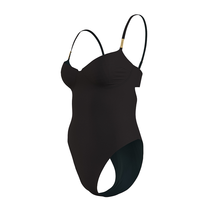 Calvin Klein Adjustable Black Shoulder Straps Balconette Women's One-Piece Swimsuit