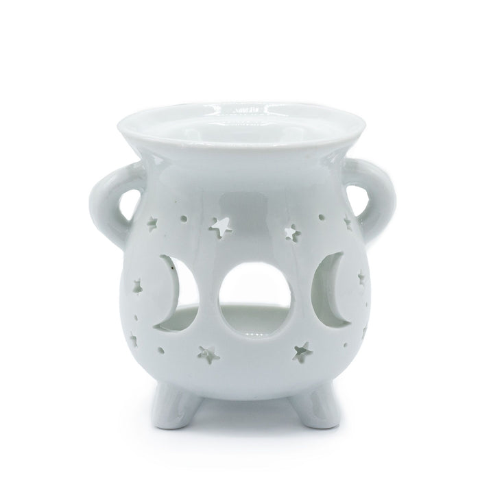 Cauldron Oil Burner - Moon Phase - White 🇬🇧