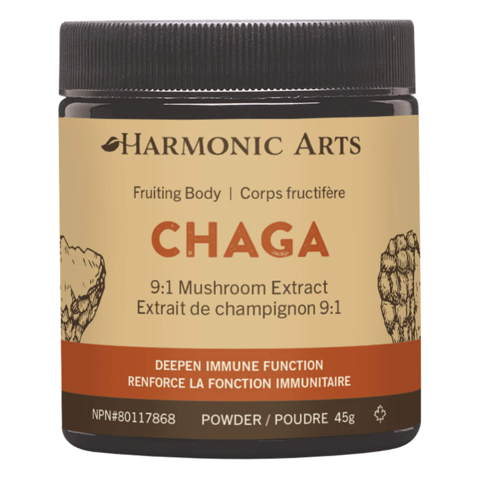 Jar of Harmonic Arts Chaga Powder 45 Grams