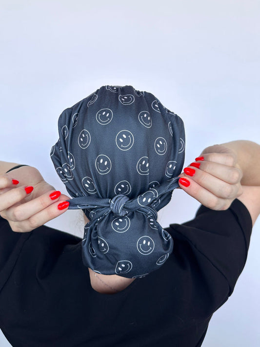 CloudCaps Scrub Cap | Charcoal Smiley