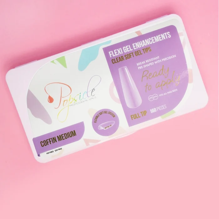 Coffin Medium Full Cover Flexi Gel Soft Gel Tips