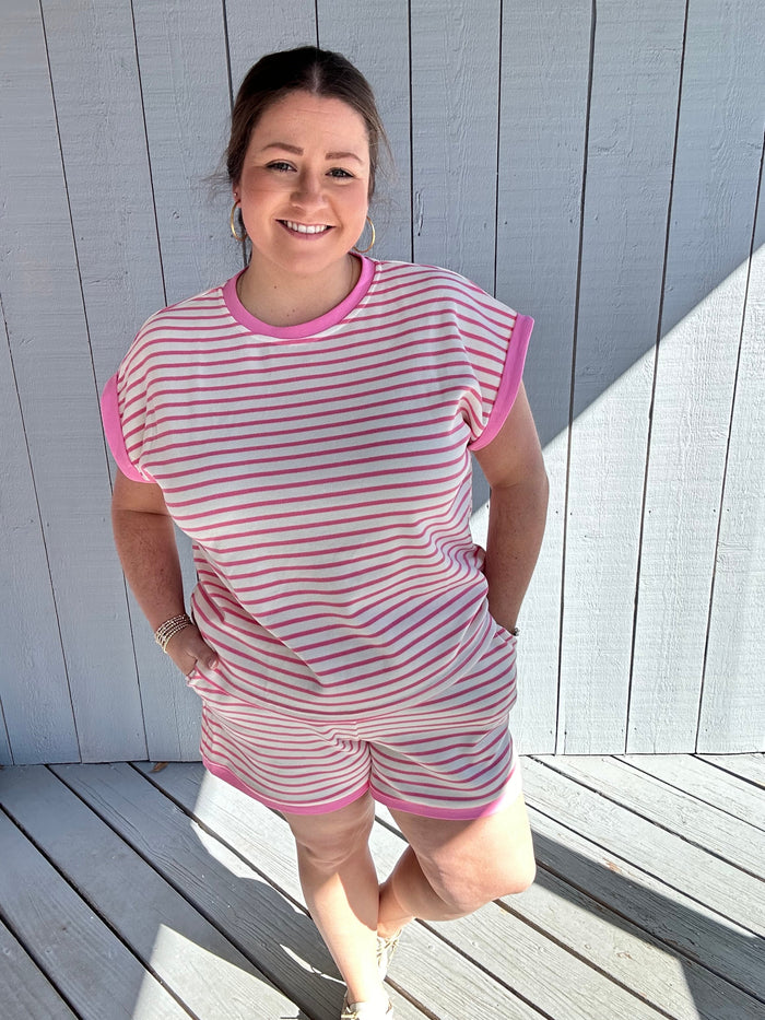 Contrast Striped Knit Top-She+Sky