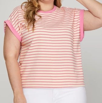Contrast Striped Knit Top-She+Sky