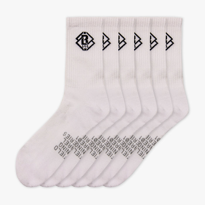 White Crew Performance Poly Socks 6-Pack 6