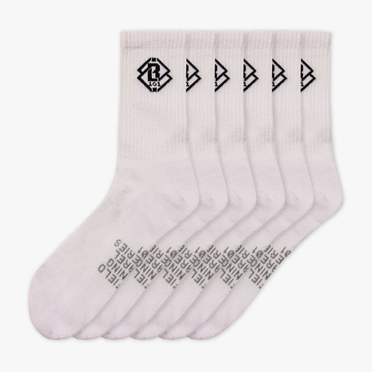 White Crew Performance Poly Socks 6-Pack 6