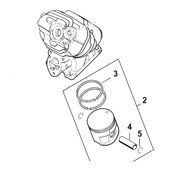 Cylinder w/ piston Ø 44.7mm for Stihl MS261, MS261C Chainsaw