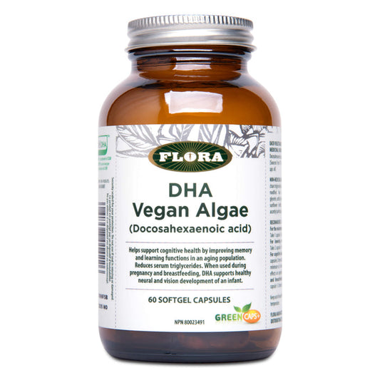 Bottle of Flora DHA - Vegetarian Algae 60 Softgel Capsules
