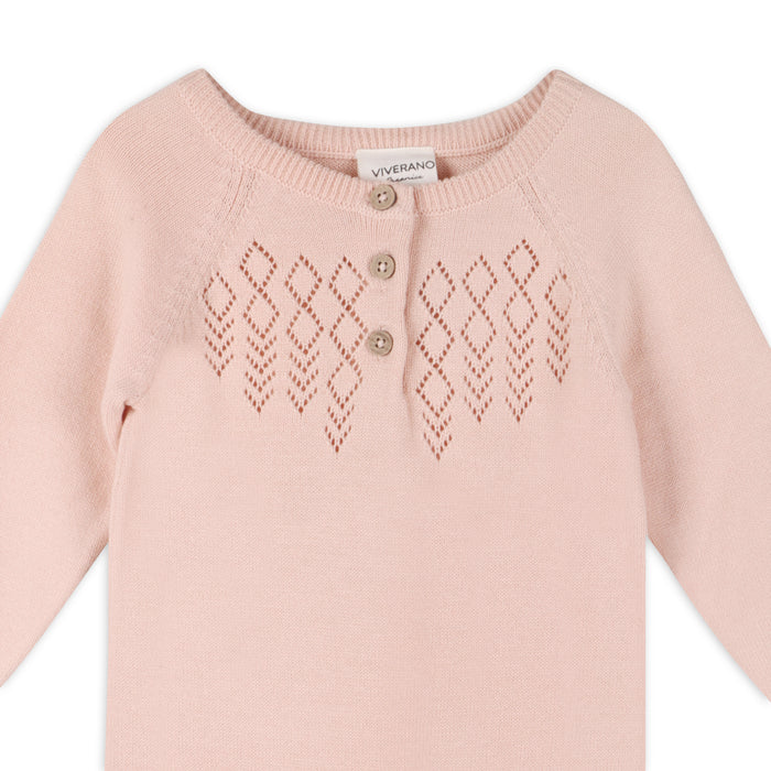 Diamond Pointelle Knit Baby Jumpsuit (Organic Cotton)