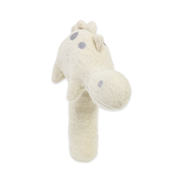 Dino - Organic Stuffed Animal Baby Stick Rattle Toy