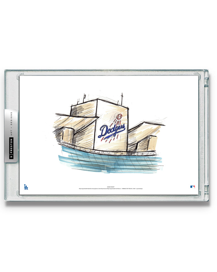 Dodger Stadium Ink Sketch Limited Edition Art Slab