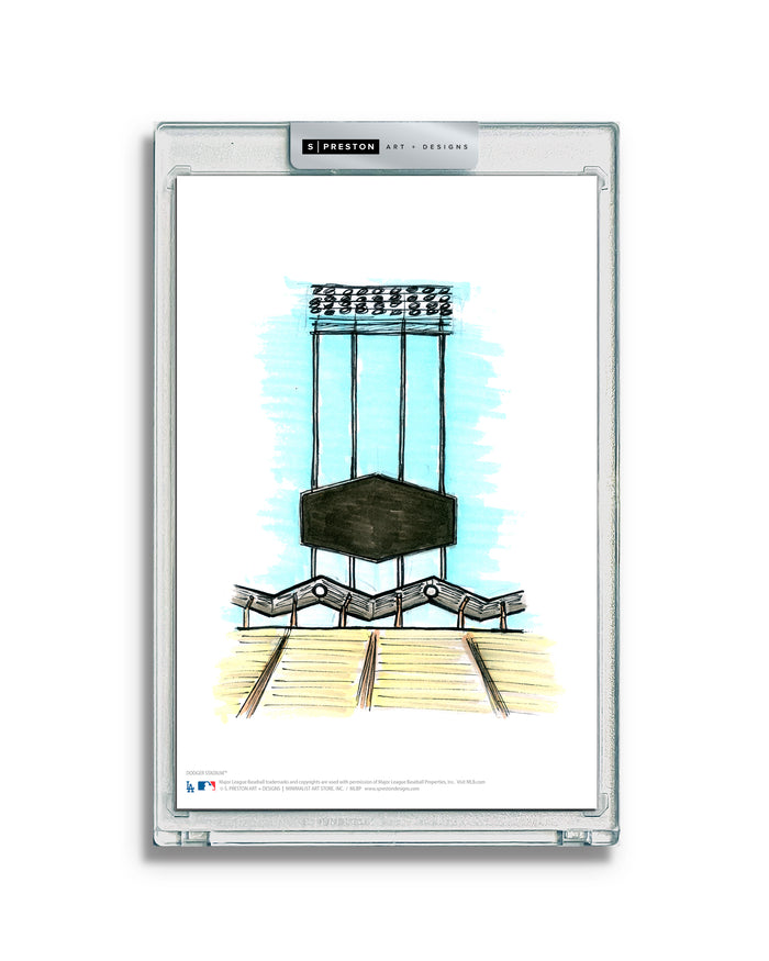 Dodger Stadium Ink Sketch Limited Edition Art Slab