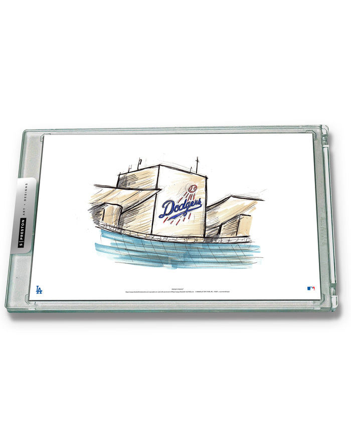 Dodger Stadium Ink Sketch Limited Edition Art Slab