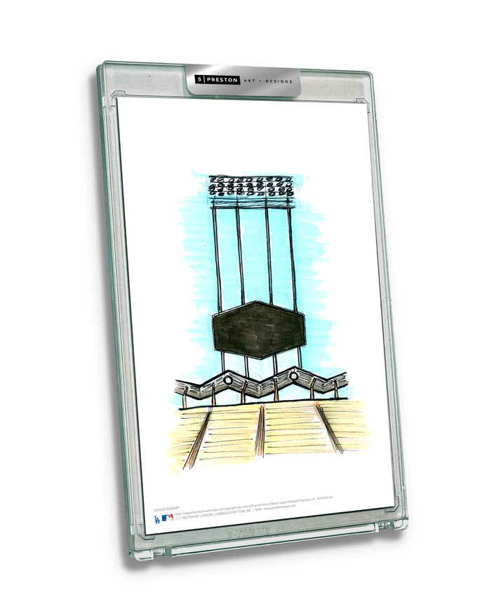 Dodger Stadium Ink Sketch Limited Edition Art Slab