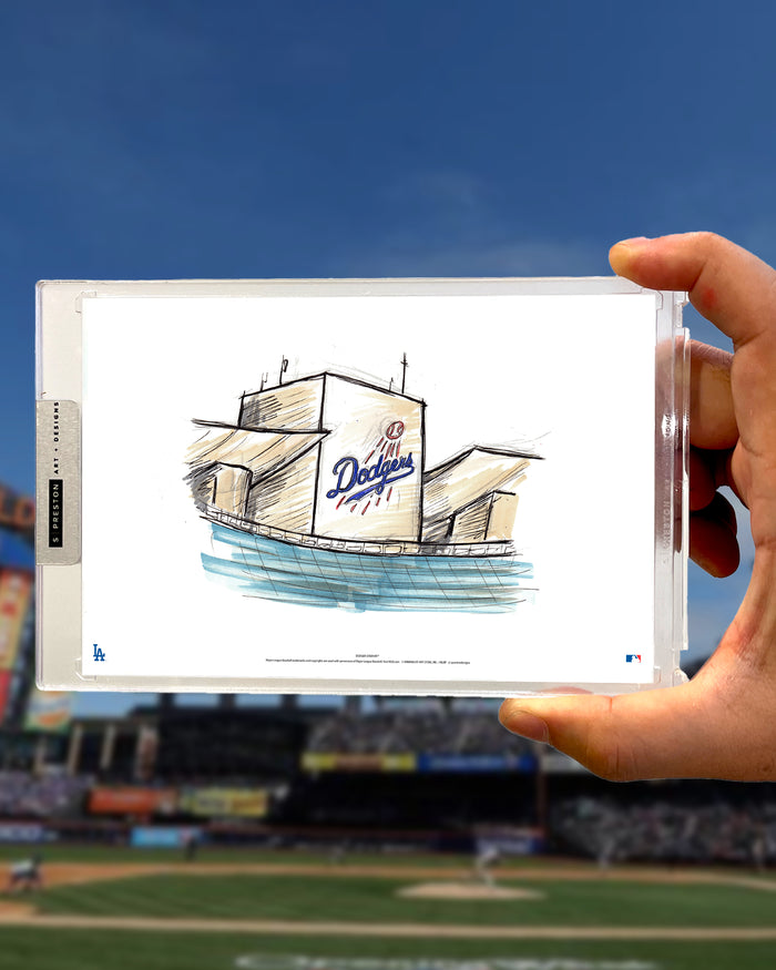 Dodger Stadium Ink Sketch Limited Edition Art Slab
