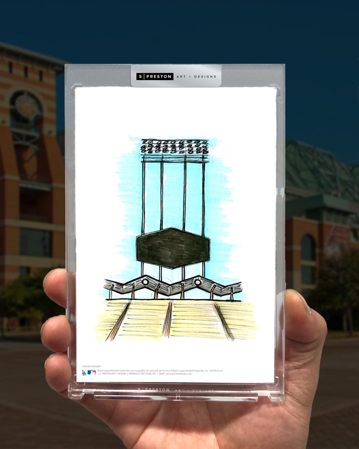 Dodger Stadium Ink Sketch Limited Edition Art Slab