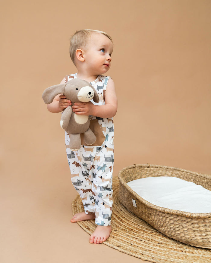 Dog Kangaroo Pocket Sleeveless Baby Jumpsuit (Organic Jersey)