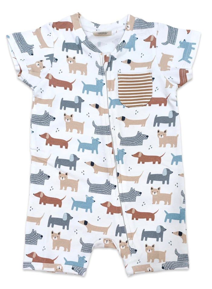 Dog Zipper Short Baby Romper (Organic Jersey)