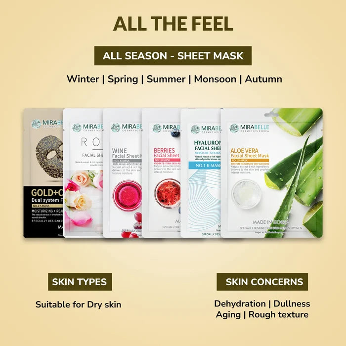 Dry Skin Korean Face Mask Sheets ( Pack of 6 )