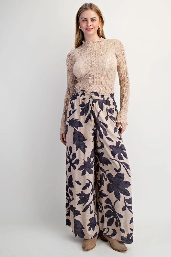 Easel Floral Challis Top and Pant Set