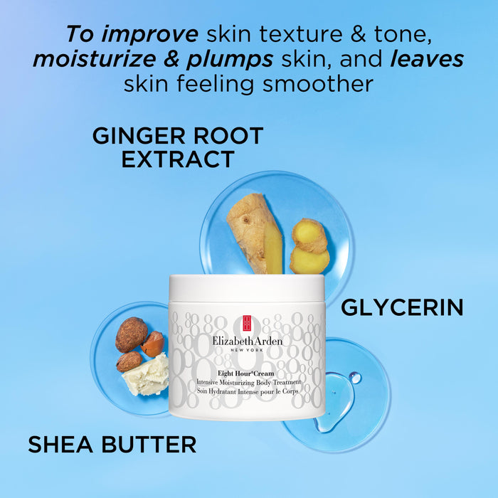 To improve skin texture and tone, moisturize and plumps skin, and leaves skin feeling smoother. Key ingredients: Ginger root extract, glycerin and shea butter