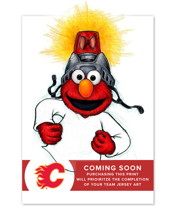 Elmo Loves Goals! x NHL Flames Limited Edition Art Print