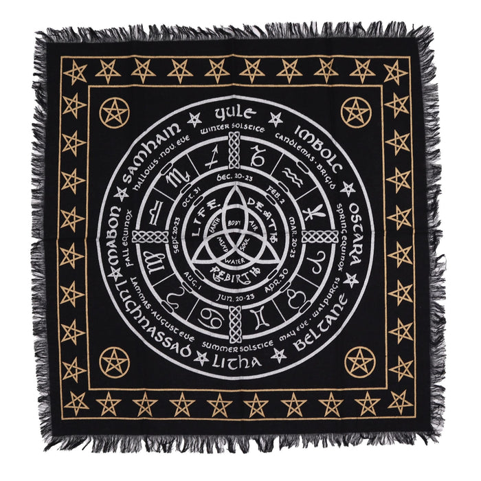 Esoteric Fringed Altar Cloth -  Life Death Rebirth 🇬🇧