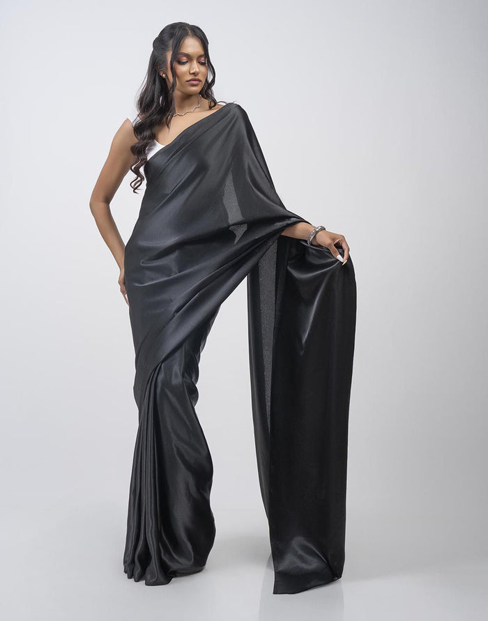 ETHNIC FUSION PLAIN SILK SAREE