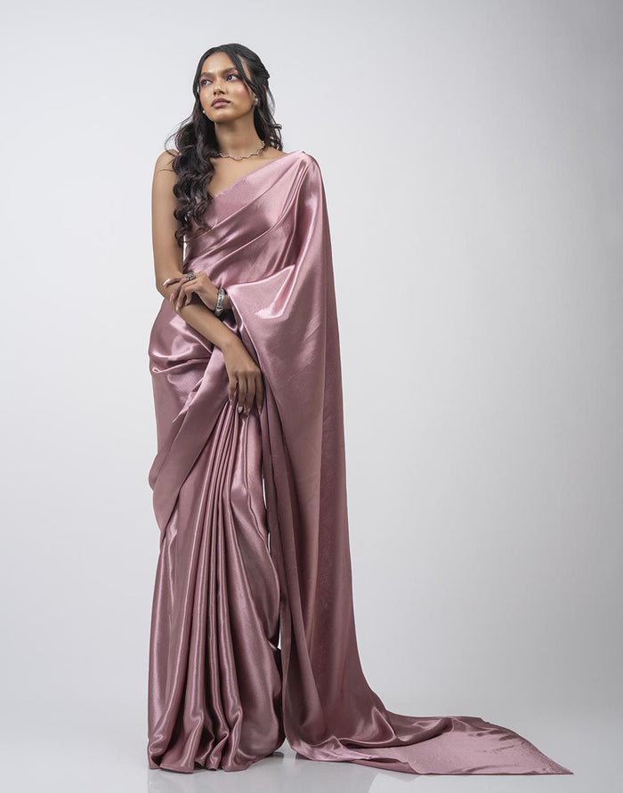 ETHNIC FUSION PLAIN SILK SAREE