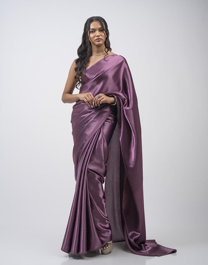 ETHNIC FUSION PLAIN SILK SAREE
