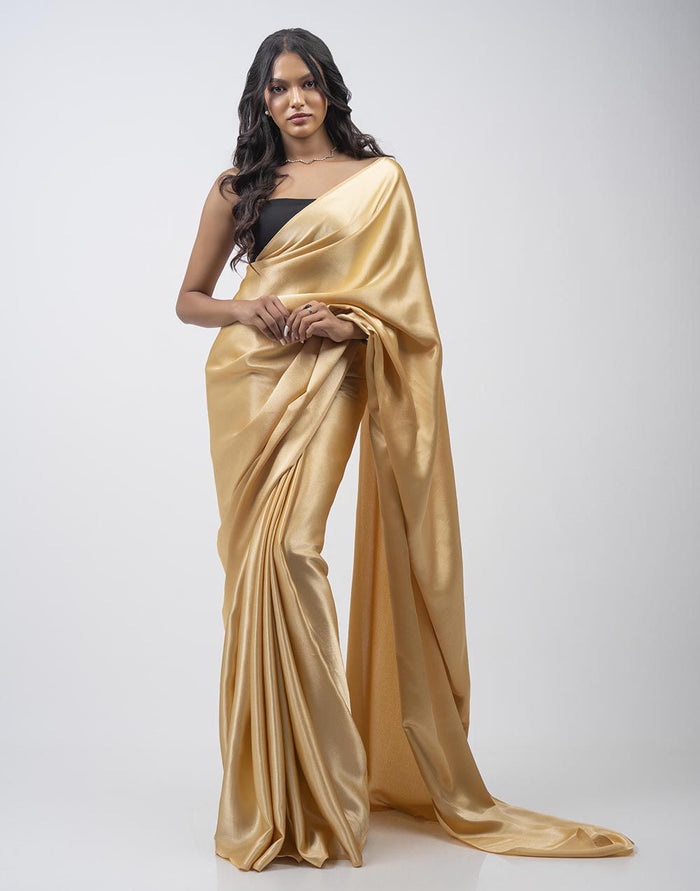 ETHNIC FUSION PLAIN SILK SAREE