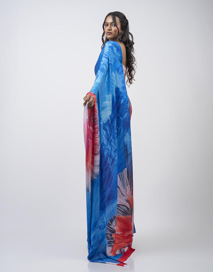 ETHNIC FUSION PRINTED BATIK INSPIRED SILK SAREE