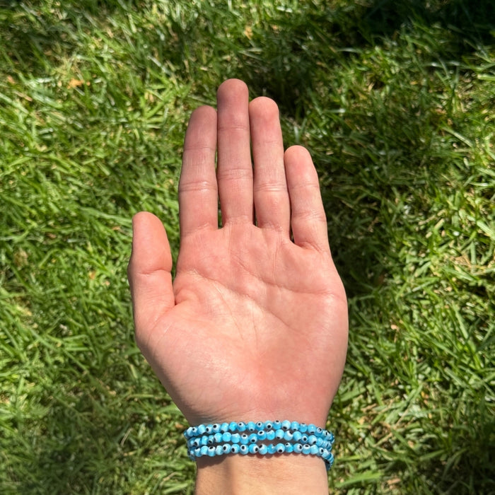 Evil Eye Bracelet - Light Blue 4mm