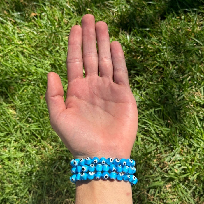 Evil Eye Bracelet - Light Blue 8mm