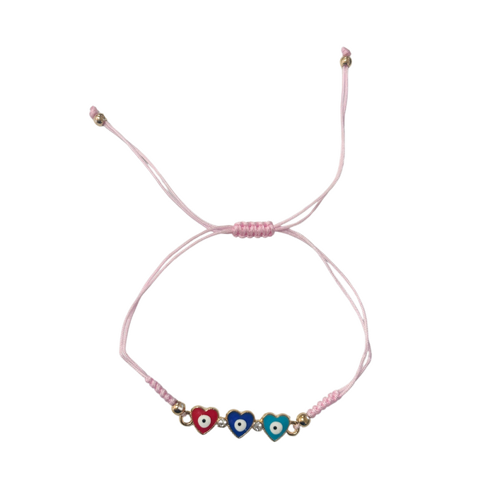 Evil Eye Heart Bracelet – Light Pink