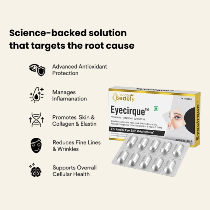 Eyecirque Skin Brightening & Antioxidant Supplement | Glutathione, Natural Astaxanthin (AstaReal® 4%), Alpha Lipoic Acid, Grape Seed Extract, Vitamins A & C | Radiant, Youthful, Firm Skin