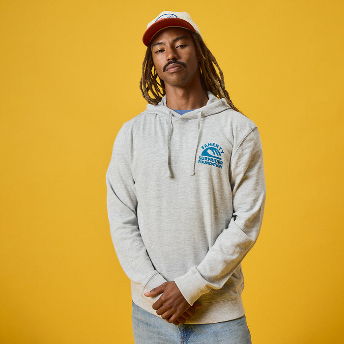 Faherty x Surfrider Sunwashed Organic Hoodie - Light Grey Heather