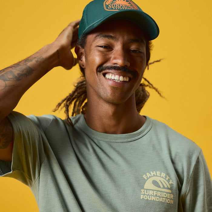 Faherty x Surfrider Sunwashed Regenerative Tee - Olive