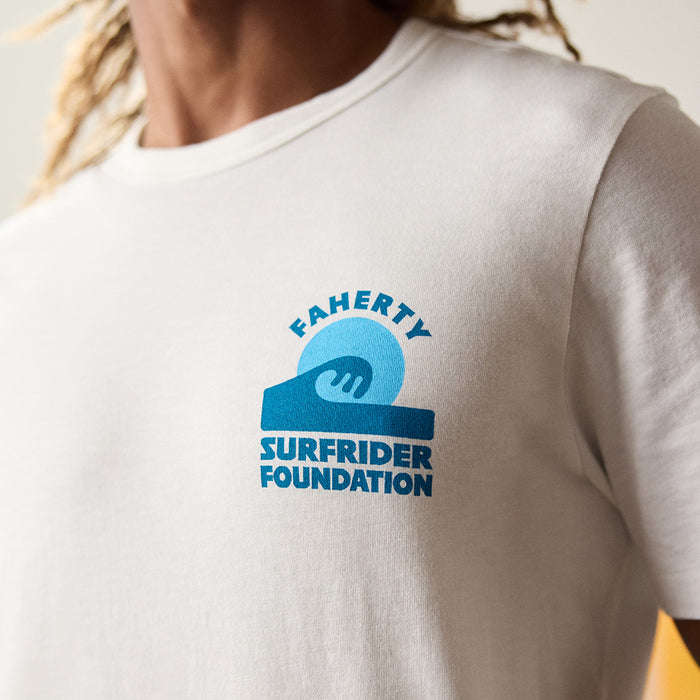 Faherty x Surfrider Sunwashed Regenerative Tee - White