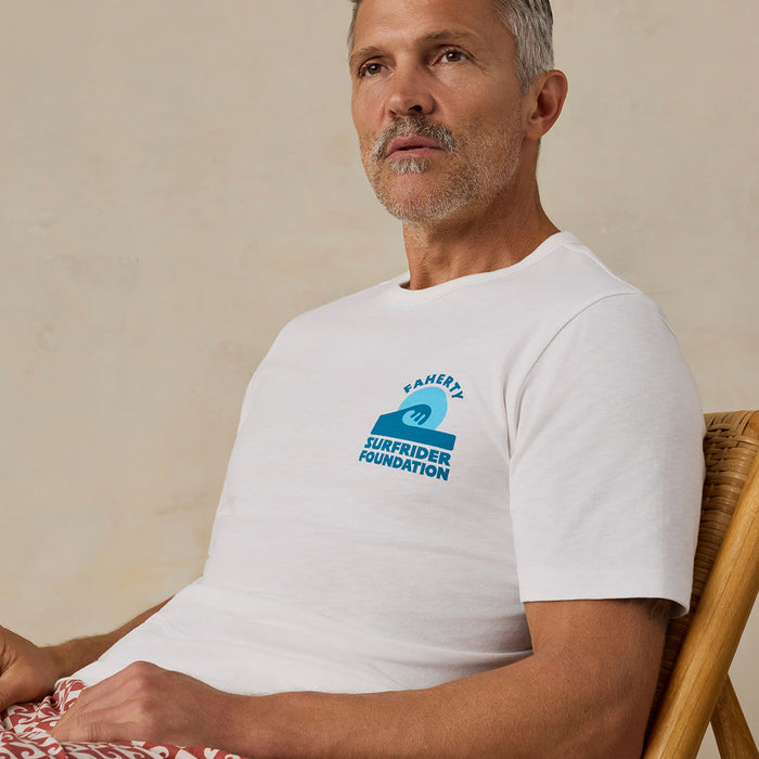 Faherty x Surfrider Sunwashed Regenerative Tee - White