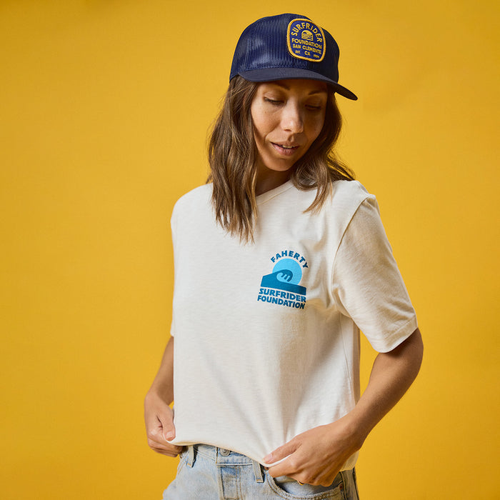 Faherty x Surfrider Sunwashed Regenerative Tee - White