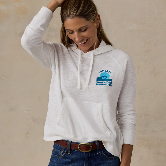 Faherty x Surfrider Womens Sunwashed Organic Hoodie - White