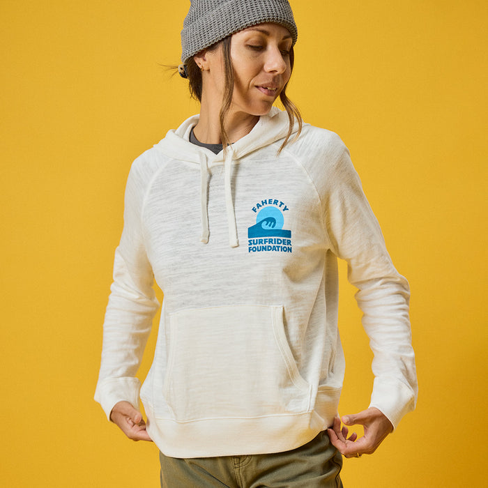 Faherty x Surfrider Womens Sunwashed Organic Hoodie - White