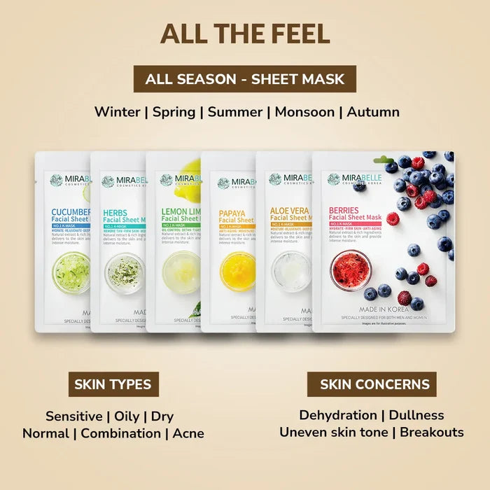 Fairness Korean Facial Sheet Mask ( Pack of 6 ) | Made in Korea