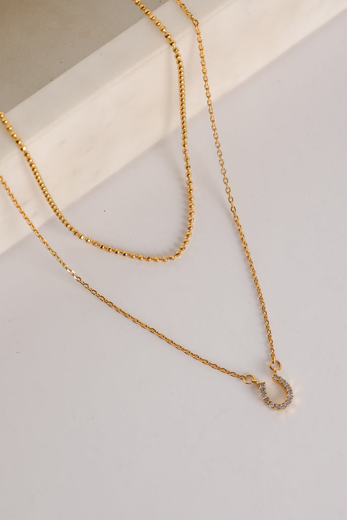 Gabby Gold Horseshoe Charm Necklace