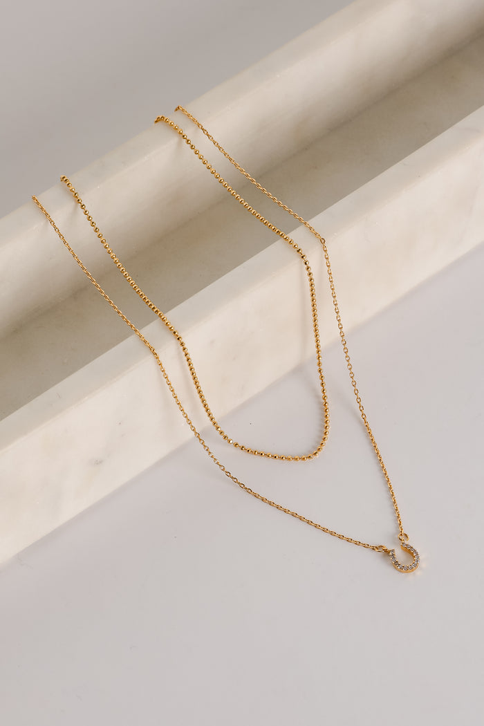 Gabby Gold Horseshoe Charm Necklace